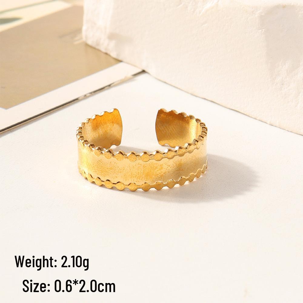European Chic Irregular Open Ring Set with Creative Convex-Concave Texture for Women