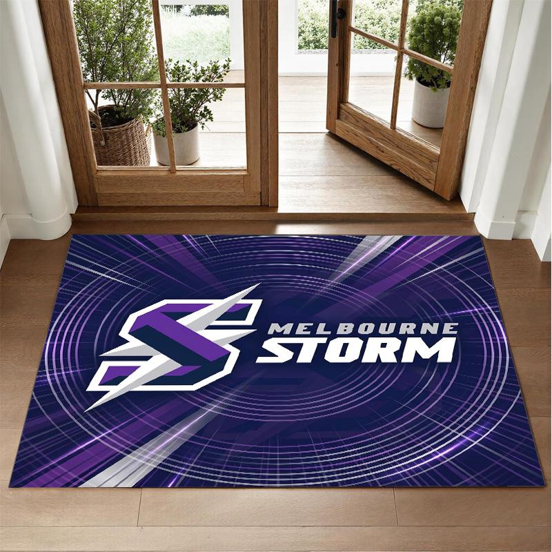 Melbourne Storm Design Crystal Velvet Rug Soft Decorative Mat for Bedroom Entrance