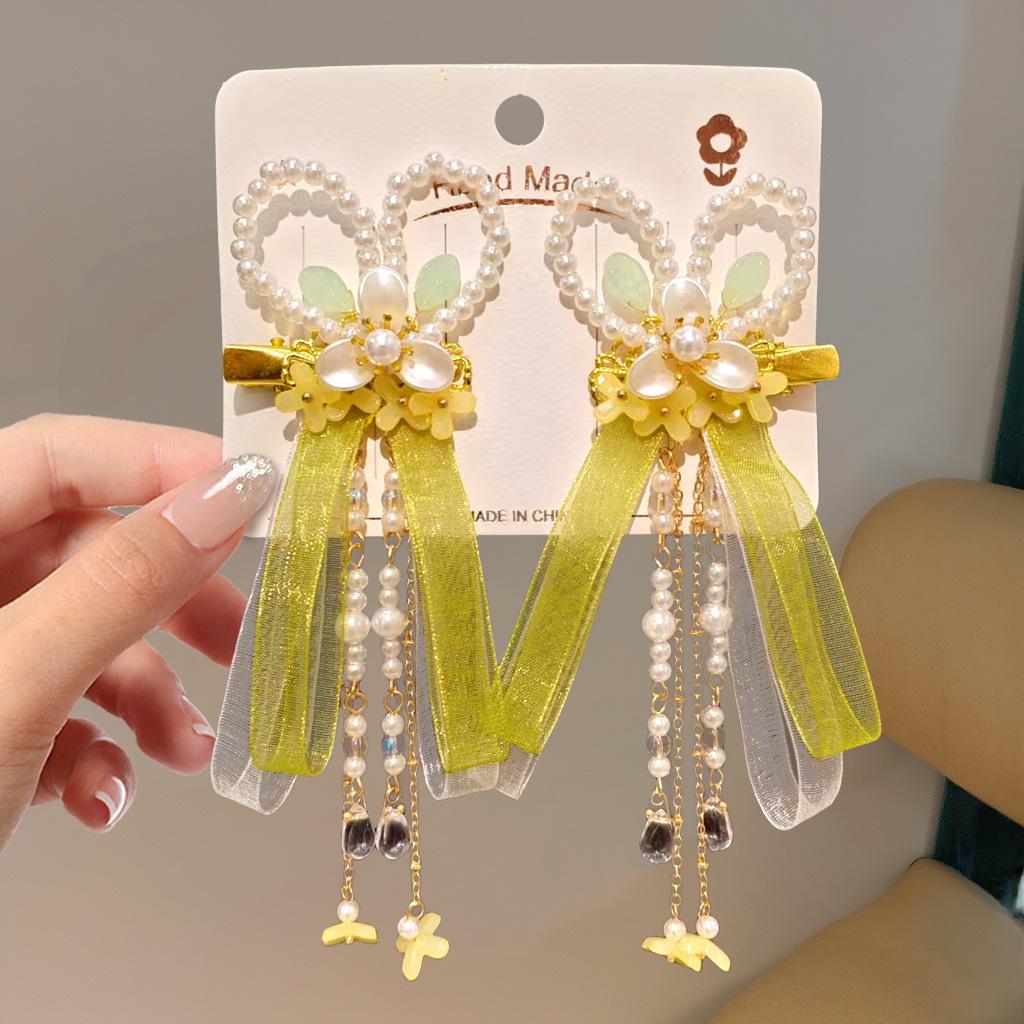 Mid-Autumn Hanfu Fairy Hair Clip - Women's & Children's Ancient Style Floral Tassel, Sweet Accessory for Girls