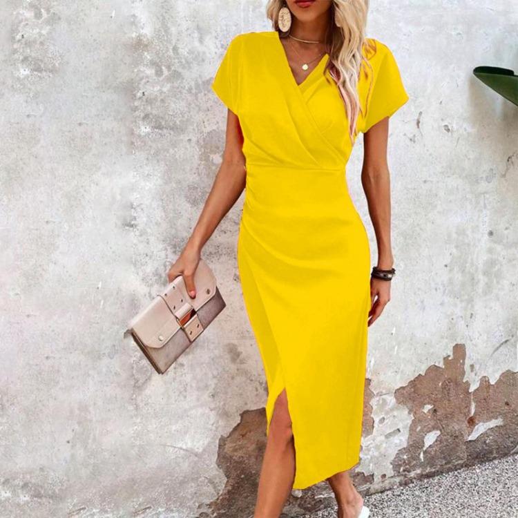 Elegant Women Summer Slim Fit V Neck Casual Cocktail Work Formal Evening Wrap Dress