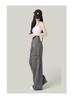 Women's Gray Wide-Leg Cargo Pants, Retro High-Waisted Slimming Jeans for Spring/Autumn 2025