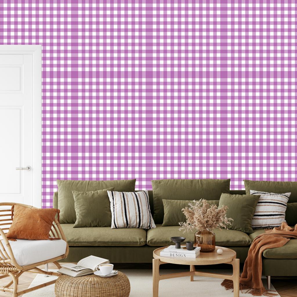 Wallpaper Fabric Pattern Purple, Lavender and White 50x1000