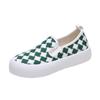 Vintage Platform Canvas Shoes Women's Plaid Woven Single Shoes Lazy Muffin