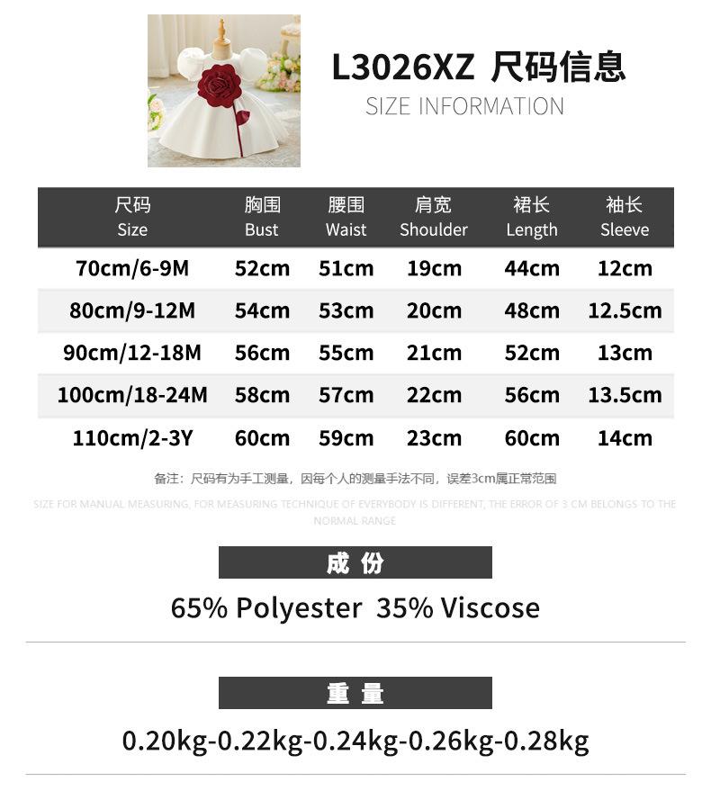 0-3Y Christmas Dress Newborn Baptism Wedding Dress for Baby Girl First Birthday Party Wear Toddler Girl Christening Gown Clothes L3026