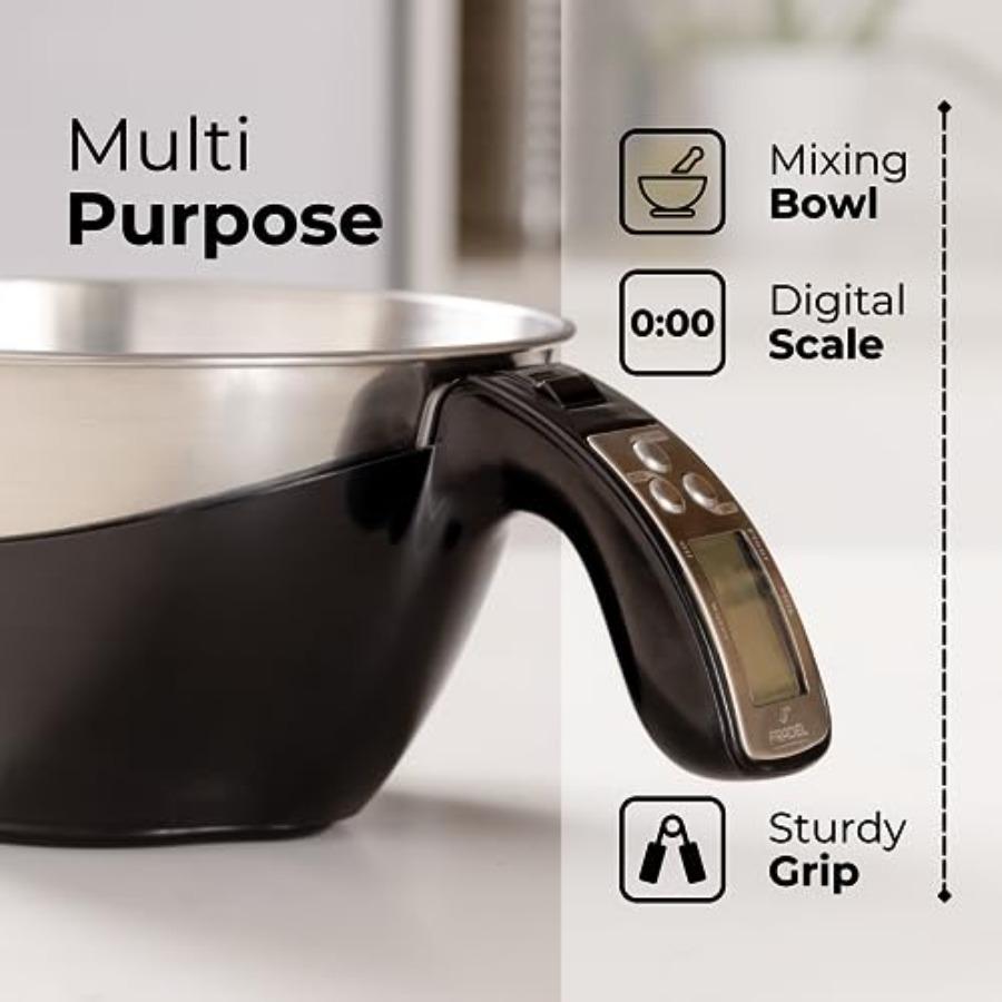 Digital Kitchen Food Scale with Bowl - 11lb Grams Ounces - Removable Dishwasher-Safe Mixing Bowl - Black