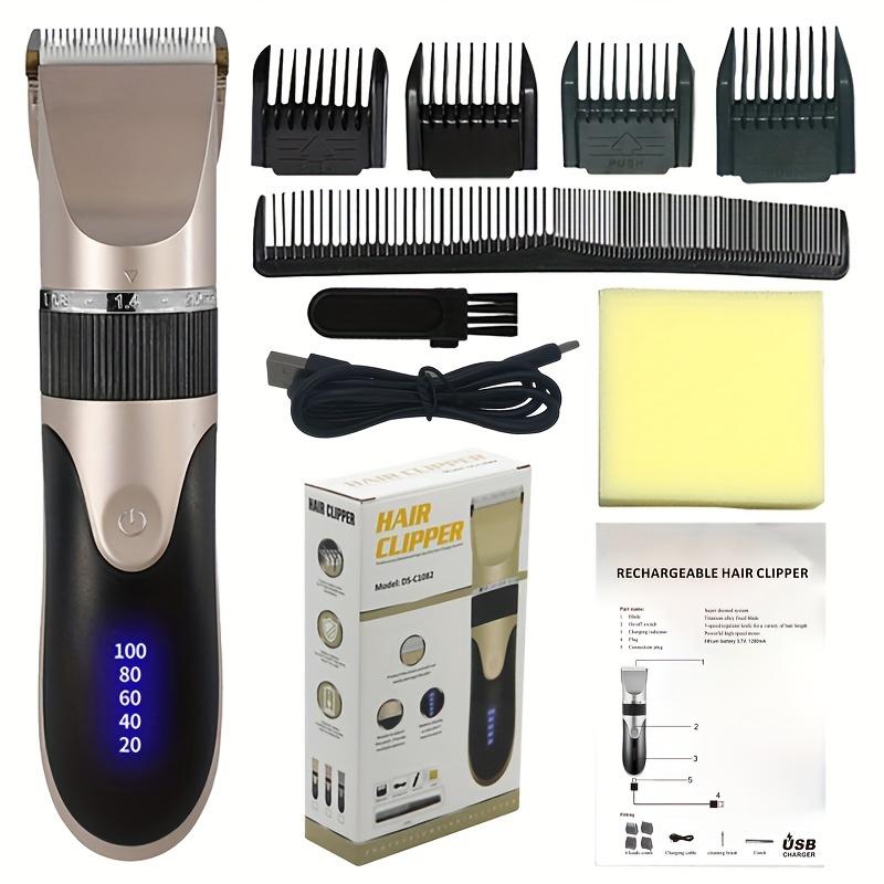 Professioneller Haarschneider mit 5 Geschwindigkeiten, starker Leistung, langer Akkulaufzeit und LED-Licht – perfekt zum Haareschneiden!