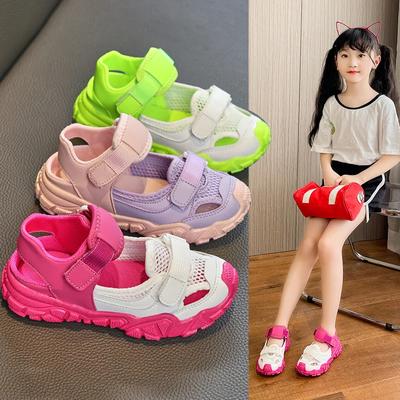 Fashion Kids Half Sandals for Boys Girls Spring Summer Children Air Mesh Shoes Cut-outs Breathable Soft Anti-kick 2024 Fashion Shoes