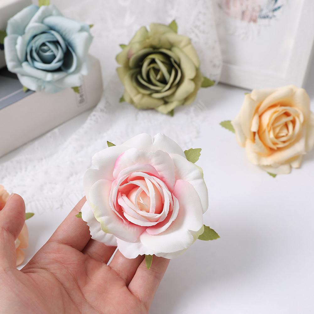 3/5Pcs Rose Artificial Flowers Heads 7cm Silk Fake Flowers for Home Decor Wedding Brides Decortion DIY Craft Gift Accessories