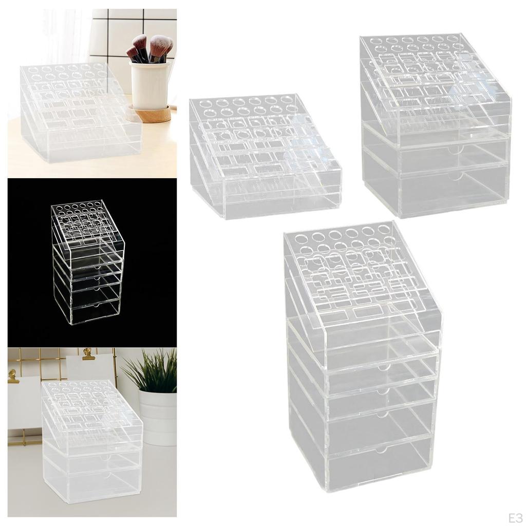 Acrylic Pen Holder Desk Organizer Multifunctional Stand Makeup Brush for Home