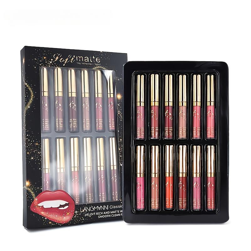 12Pcs/Set Matte Lipstick - 12 Colors Lip Gloss Waterproof Moisturizing Lip Glaze Long-Lasting Highly Pigmented Lip Makeup Gift for Women
