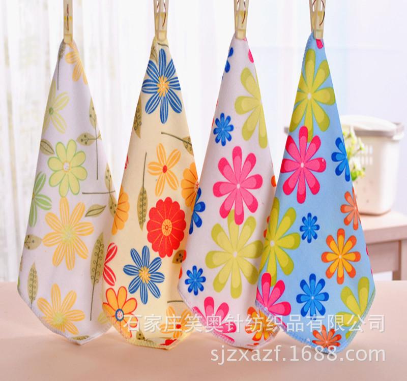 Microfiber Heat Transfer Flower Square Towel Soft Absorbent Children's Hand Towel Cleaning Towel