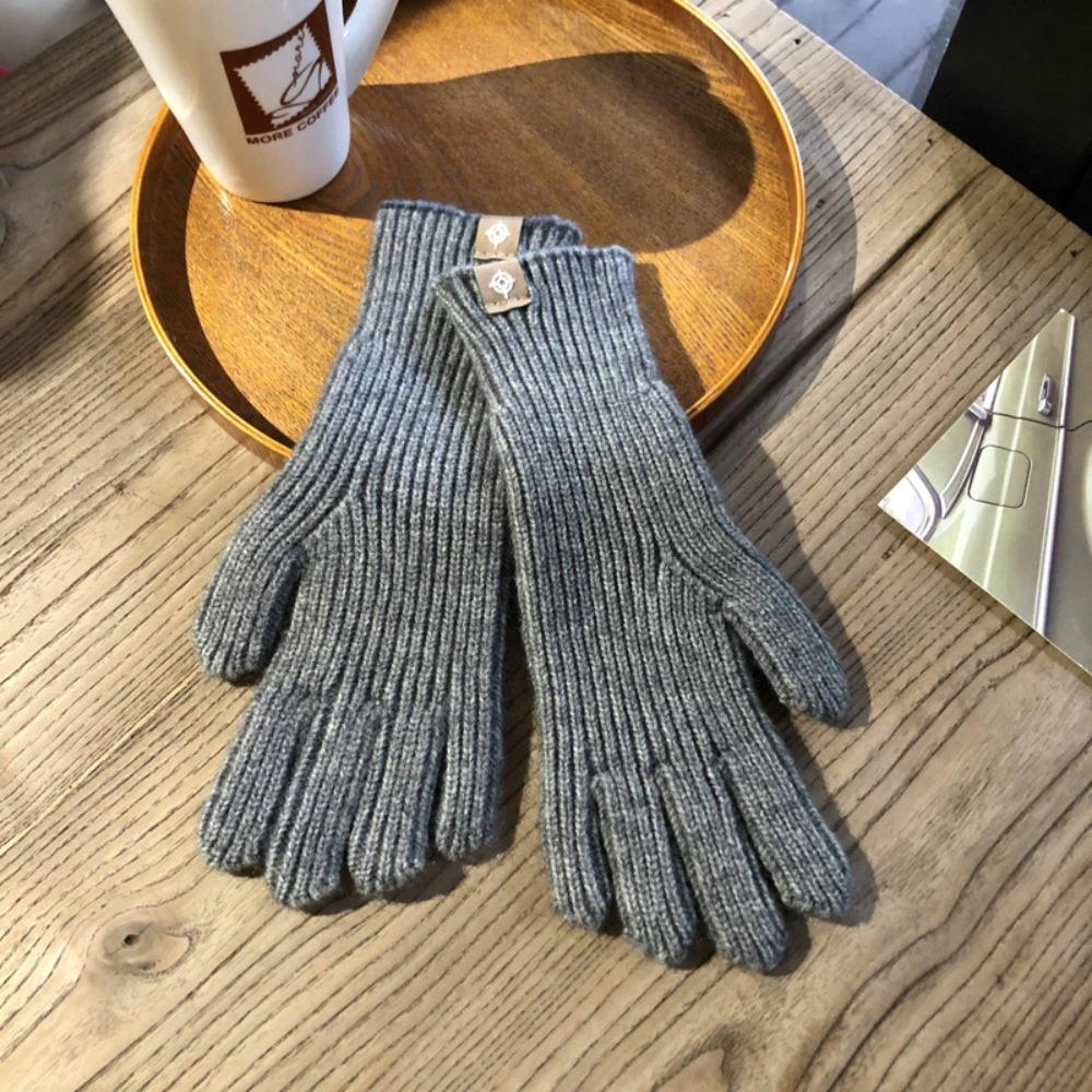 Casual Long Knitted Gloves Touchscreen Solid Color Winter Gloves Warm Mittens Outdoor Riding