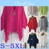 Elegant Plus Size Women's Baggy Tunic Top With Batwing Sleeves For Stylish Comfort
