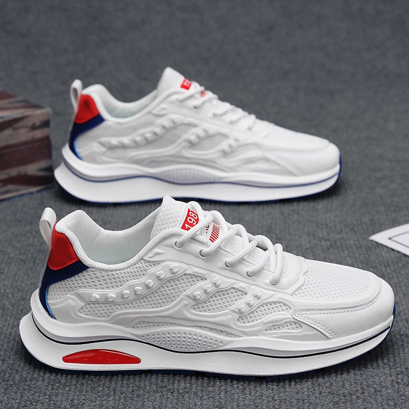 Summer Men'S Shoes Breathable Mesh White Shoes Men'S Trend Versatile Platform Sports Shoes Casual Dad Trendy Shoes
