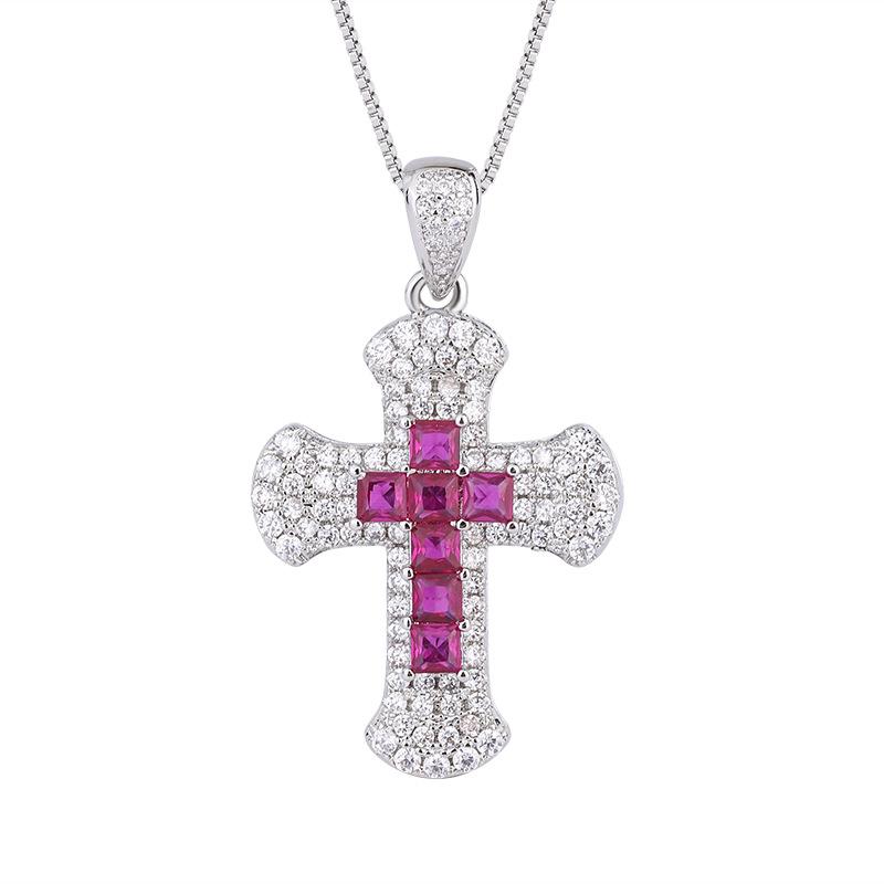 Jewelry Copper Bottom Gold-Plated Popular Simulation Color Treasure Cross Temperament Fashion Pendant Main 5 * 5