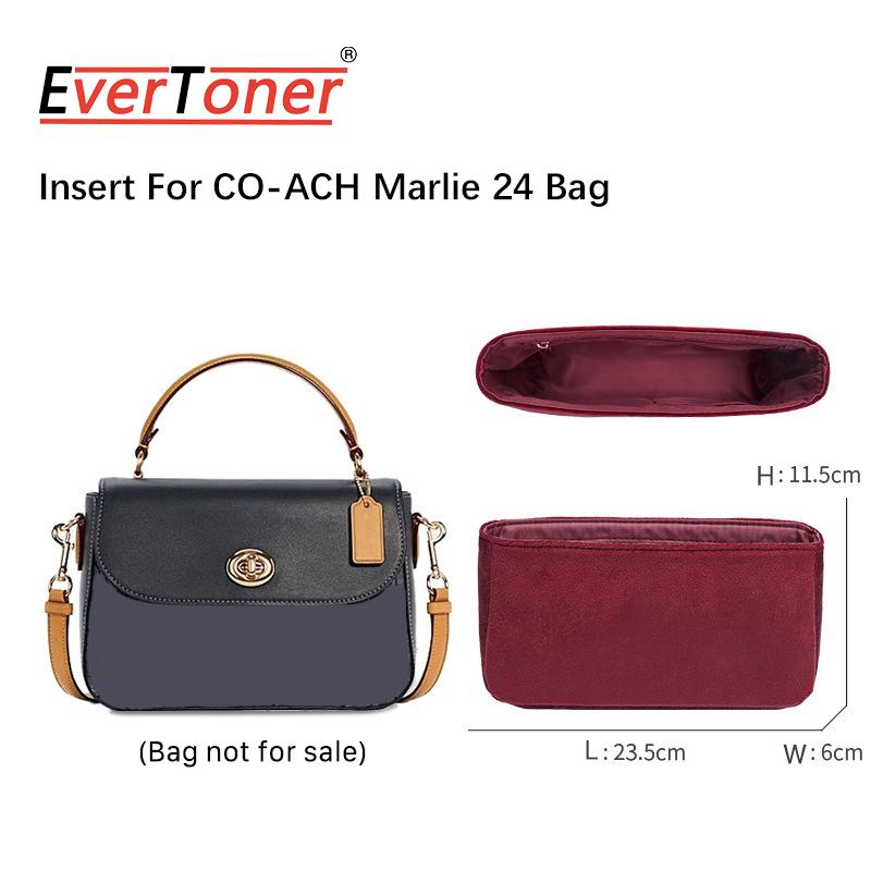 

EverToner Bag organizer insert For Co-ch Marlie 24 Bag lightweight Flannel storage bag inner pocket bag accessories вина червоного кольору