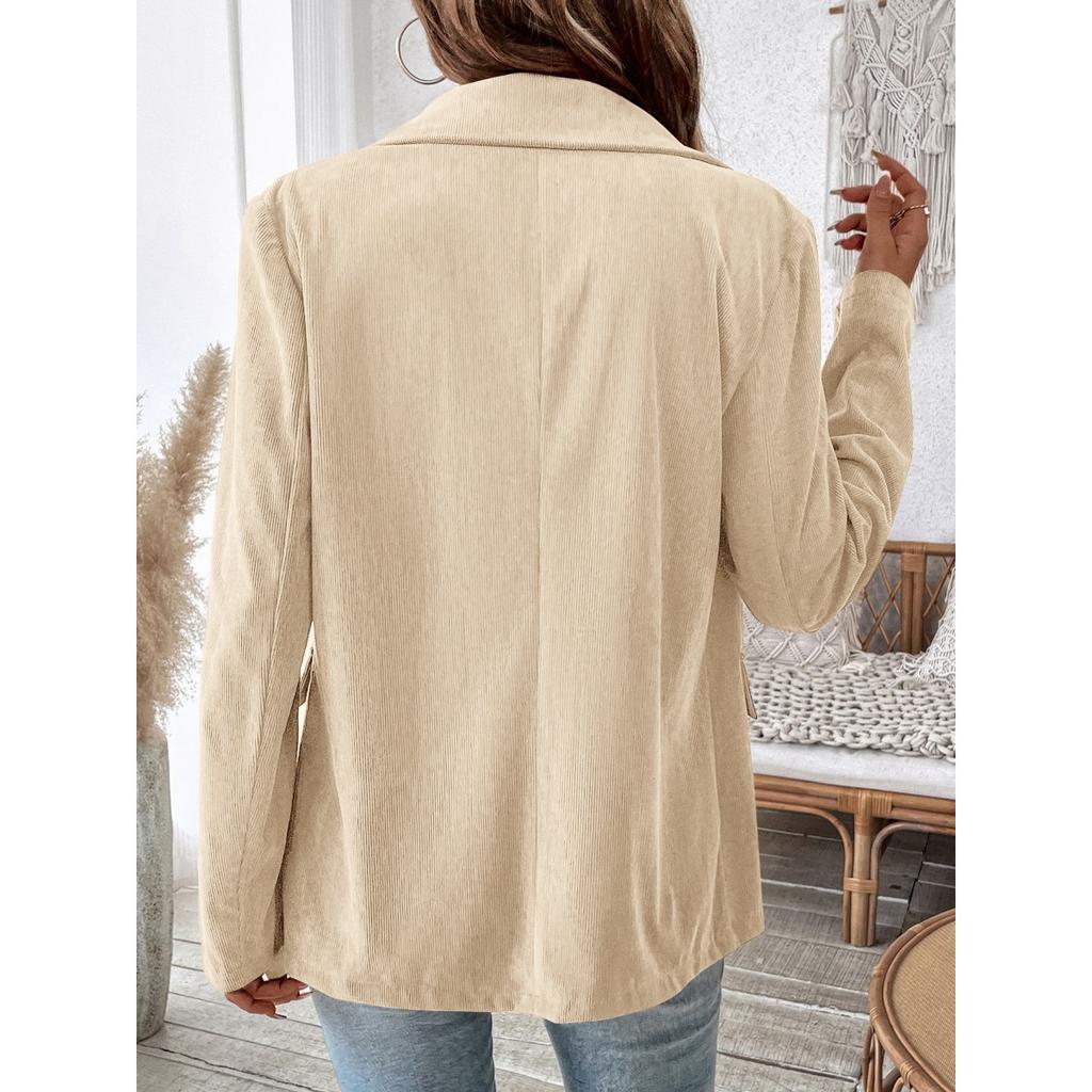 2025 Herbst Winter Damen Einfarbig Cordblazer Mantel Mode Oberbekleidung für Europa Amerika