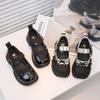 Girls Leather Shoes Black Sweet Bows Kids Performance Shoes Non-slip 2025 New Fashion Children MaryJanes Dance Shoes Hook&loop