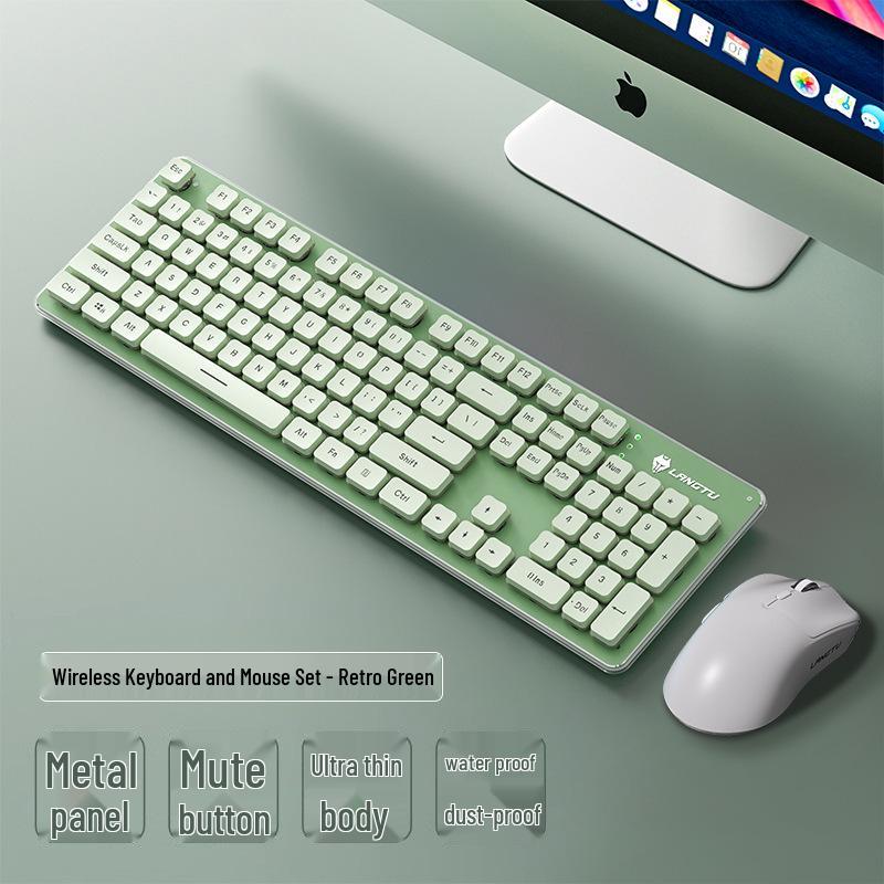 Silent Wireless Wolf Path Keyboard & Mouse Set for Office & Gaming