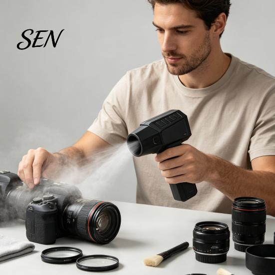 Inflatable Smoke Exhaust Blower Electric Air Duster with Brushless Motor for PC Keyboard Cleaning, Portable Rechargeable Turbo Fan Powerful