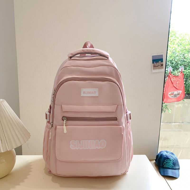 Schoolbag Korean Version Ins Simple Campus Soft Girl Girl Schoolbag Japanese Harajuku Style Large Capacity Solid Color Middle School Student Backpack