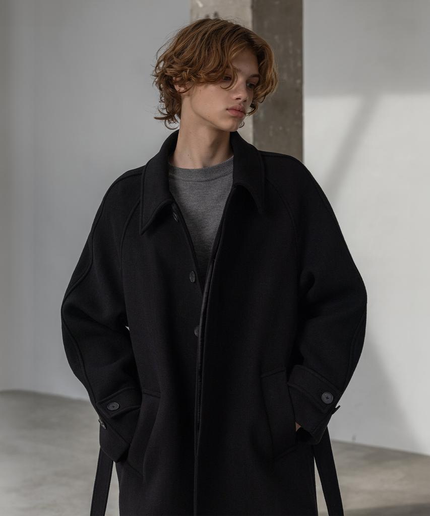 Decoroso Trium Balmacaan Wool Robe Coat [Black]