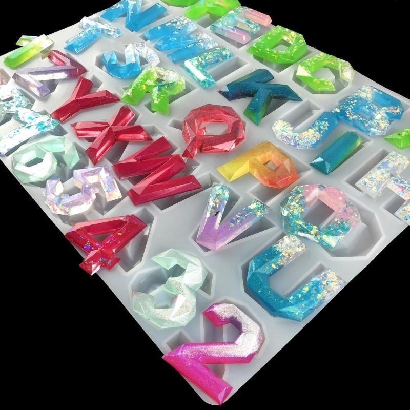 Semi-Stereoscopic Resin Keychain Molds DIY Alphabet Number Casting Mold Jewelry Craft Making Tools for Making Ornaments