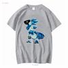 Protogen Furry Fursuit Fursona Meeresblau Muster T-Shirt Langarm Vintage Gewaschen Unisex Freizeitmode Weich Stilvoll