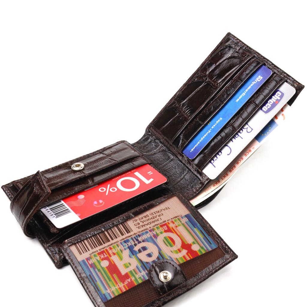 Reliable Men's Wallet Made of Genuine Textured Leather CANPELLINI Purse 21516 Brown