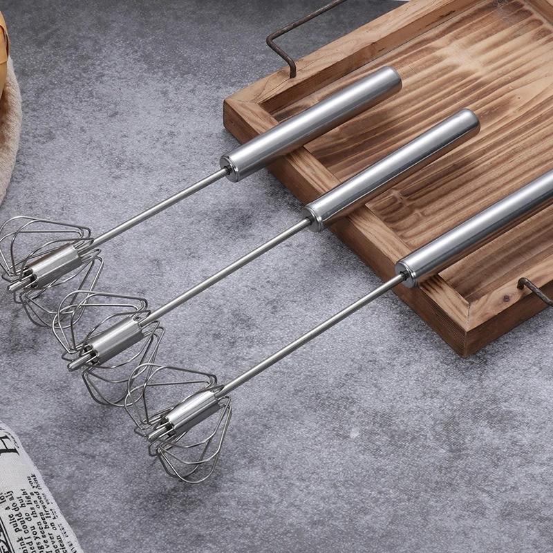 Frullino per le uova semiautomatico a pressione manuale Accessori da cucina in acciaio inossidabile Strumenti Utensili per crema autogiranti Frusta Miscelatore manuale