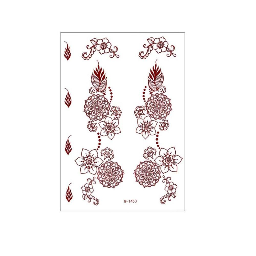Lace Fake Tattoo Temporary Tattoo Legs Arm Red Henna Tattoo Decals Women/Lady