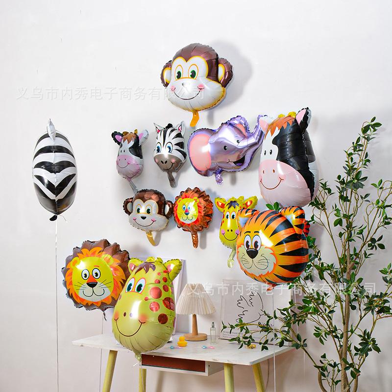 Animal Head Aluminum Film Balloon Birthday Party Decoration Arrangement Medium Lion Head Tiger Monkey Head Balloon