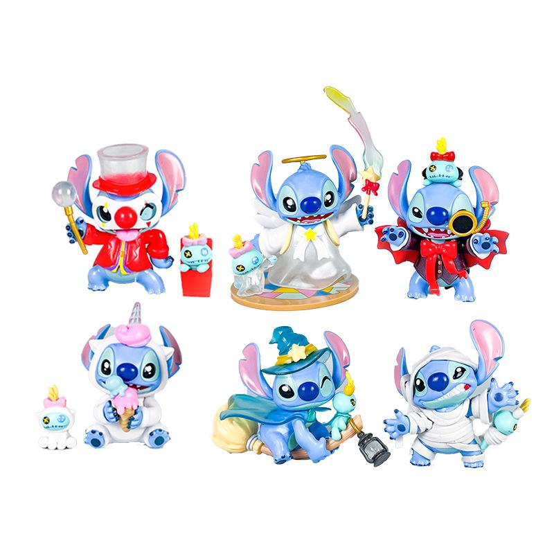 6Pcs Stitch Funny Diary Anime Figure Stich Dolls Toys Desktop Ornaments For Birthday Gifts