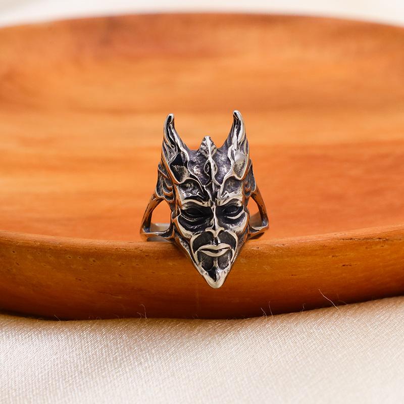 Devil Prajna Ghost King Skull Ring Male Personality Domineering Punk Style Niche Opening Adjustable Hip Hop Ring