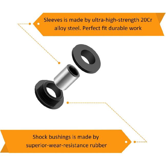 Shock Bushing 16Pcs & Bearing Sleeve 8Pcs Kits All 4 Absorber For Arctic Cat 250 300 375 400 500 650 700 Bearcat 454, OEM# 0604-310 0403-028