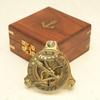 Brass Sundial Compass with Wooden Box  Engraving Gift Nautical Décor Handmade Steampunk Travel Compass