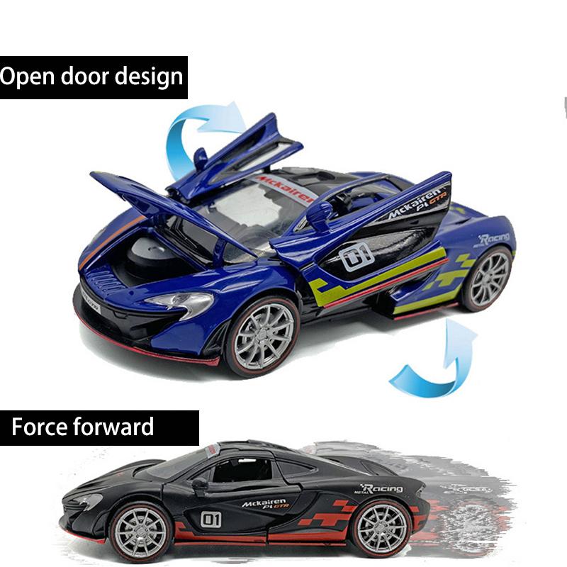 1/32 Scale P1 GTR Diecast Car Model Toy, Pull Back Toy Vehicle with Sound and Light for Kids Toddler Boys Girls Gift Collection