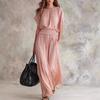 2026 new summer European and American chiffon waist collection elegant exquisite long dress