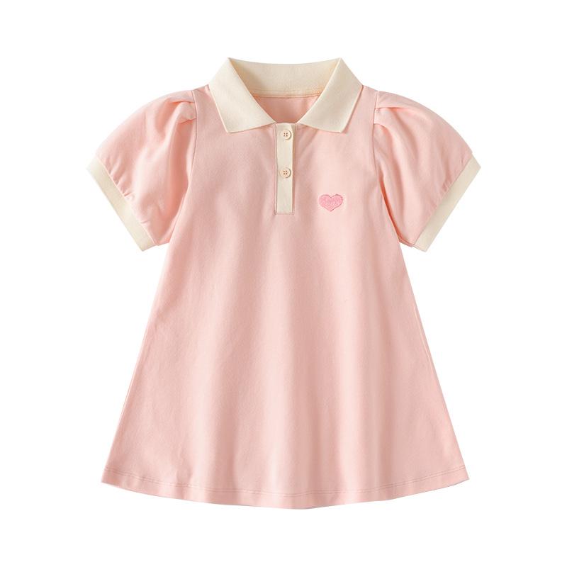 

2024 Новое платье-поло с короткими рукавами для девочек - Стильное летнее платье принцессы для годовалых детей 100 cm