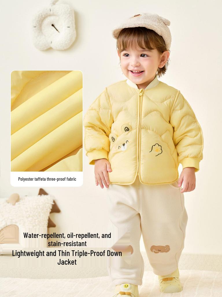 Balabala Kids' Water-Resistant Lightweight Down Baseball Jacket, Unisex, 2025 Autumn/Winter Collection.