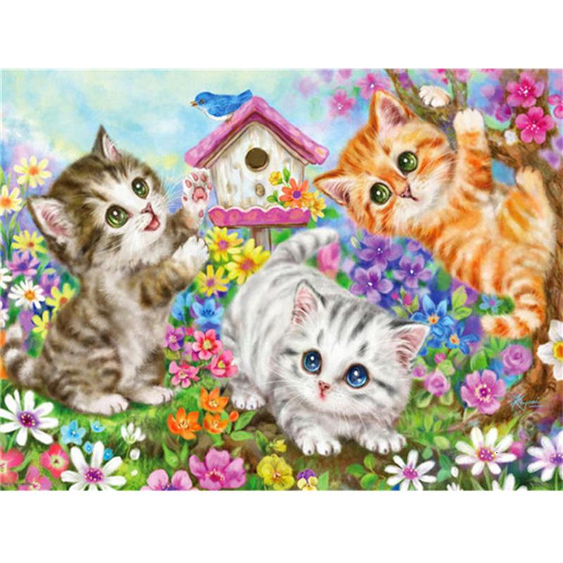 DIY 5D Diamond Painting Full Round Drill Lovely Cat Diamond Art Embroidery Animal Cross Stitch Rhinestone Home Decor Gift