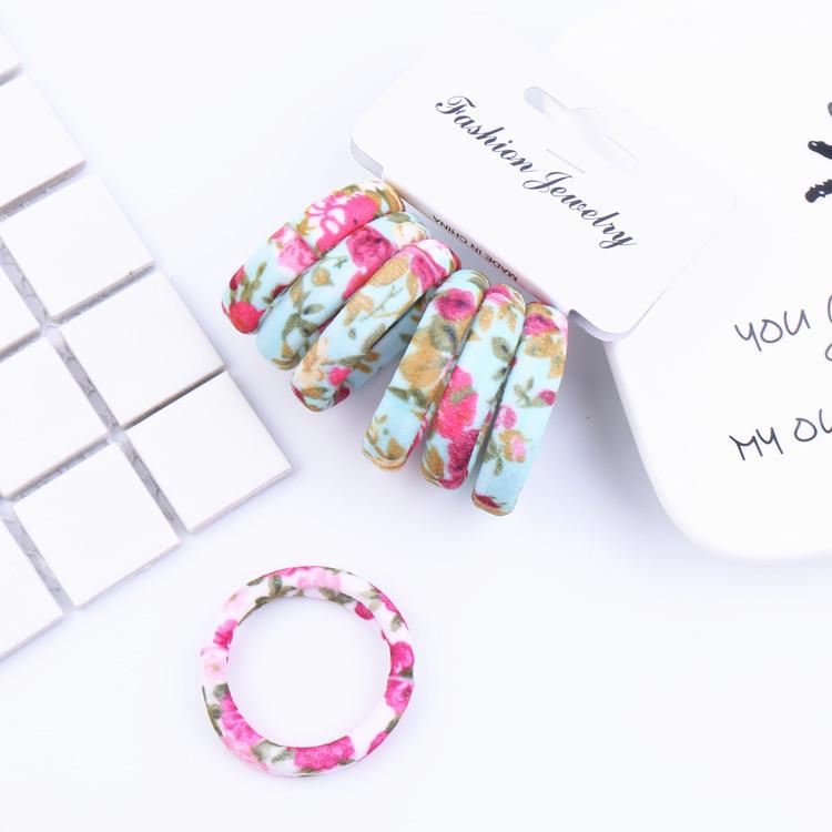 6Pcs/Set High Elasticity Printed Scrunchie Women Girls Children Elastic Hair Rubber Bands Accessories Tie Hair Rope Ring Holder
