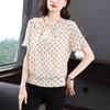 2023 Women's Plus Size Chiffon Blouse: Short Sleeve, Round Neck, Fashionable Printed Summer Top for Mom