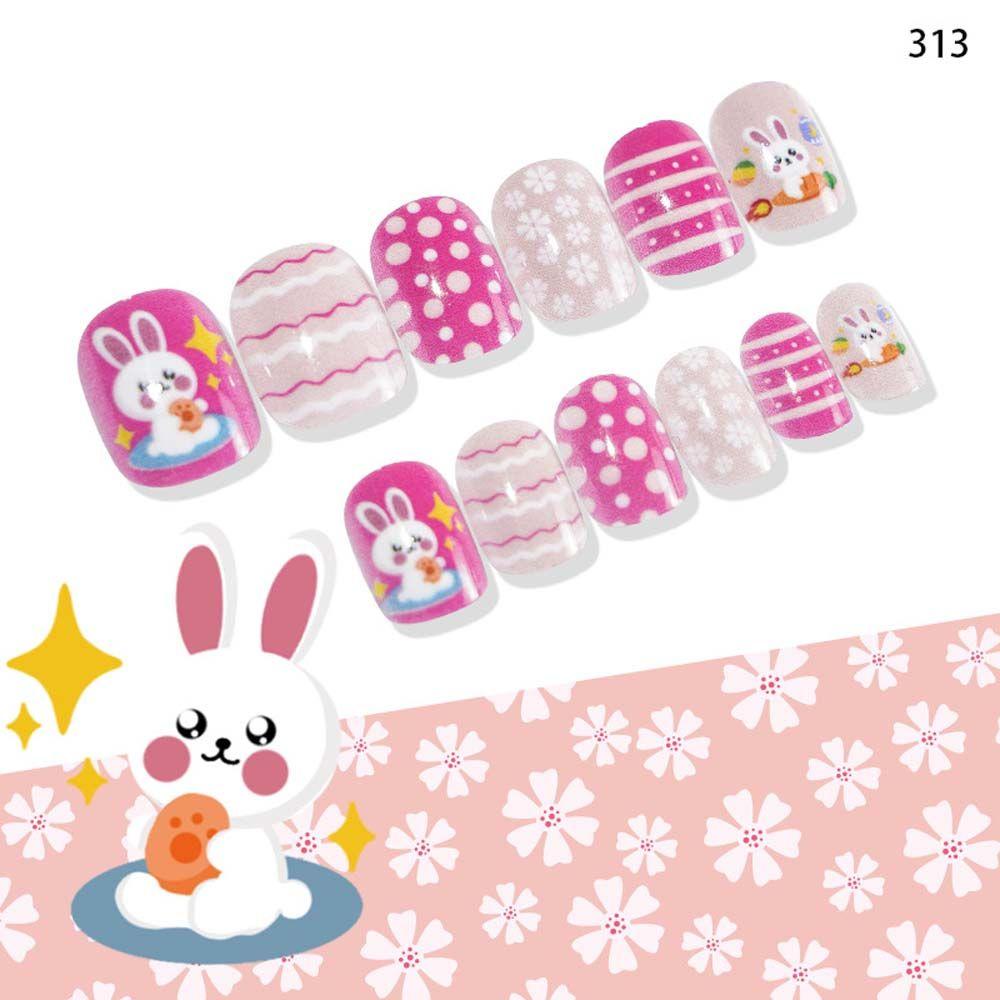 Press On The Nails Children False Nail Fake Nail Tips Nail Art Decoration Easter Kids Fake Nails