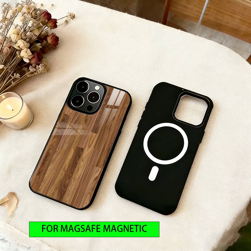 Natural Wood Phone Case For iPhone17,16,15,14,13,12,11 Plus,Pro Magnetic with Magsafe Wireless Charging