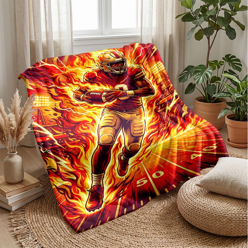 Electric Football Player 3 Theme blanket Lightweight Warm Flannel Blanket Decorative Throw Blanket for Home Decoration