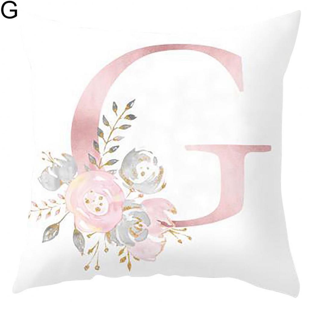 Orion English Alphabet Floral Print Pillow Case Waist Cushion Cover Wedding Bed Decor