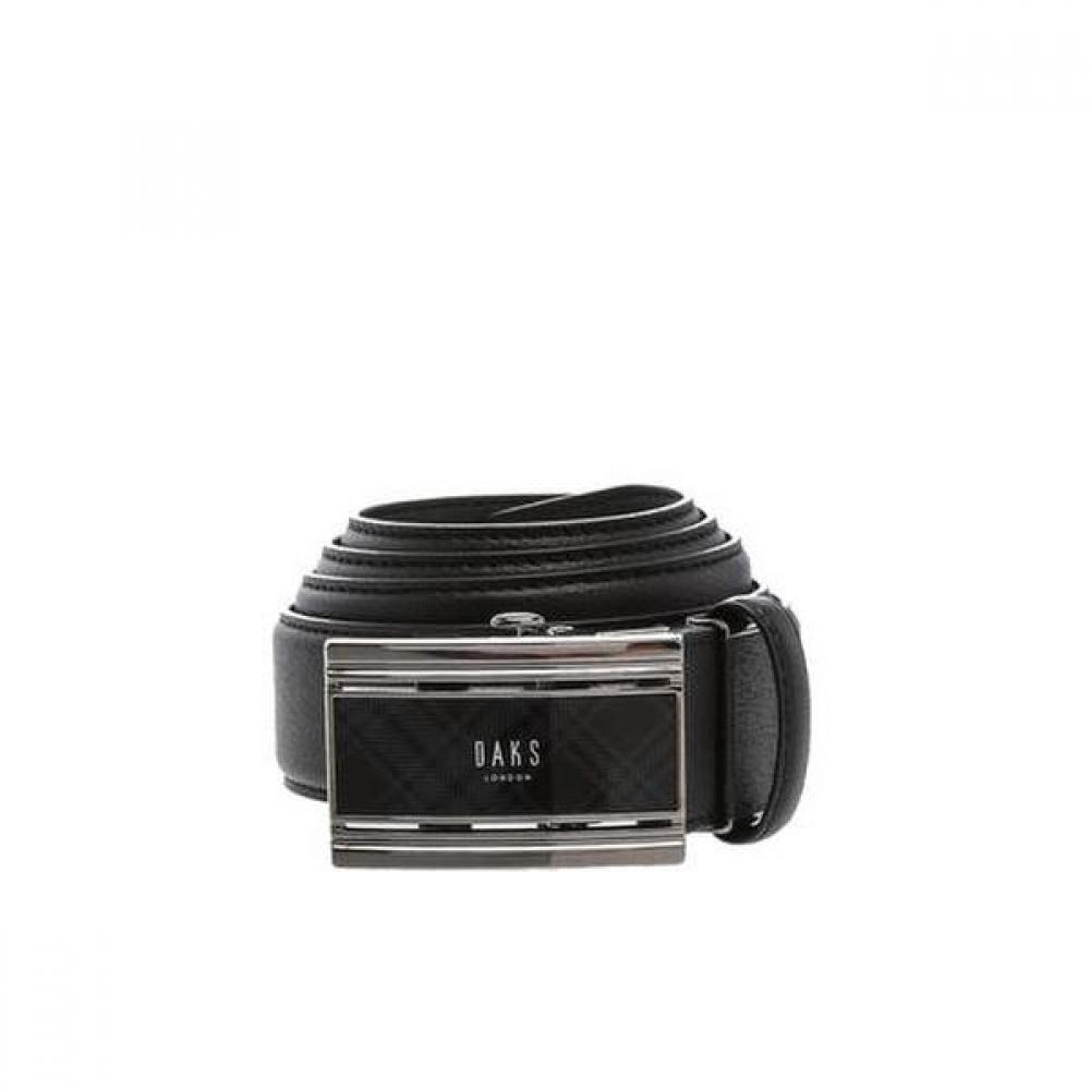 Daks Black Check Pattern Crystal Buckle Leather Automatic Belt