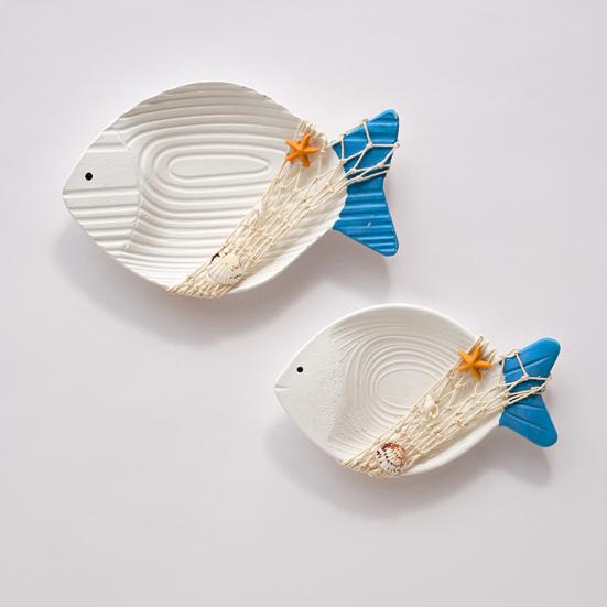 2 Pcs Coastal Ocean Fish Wall Sculpture Nautical Beach Theme Wall Hanging Decor Vintage Farmhouse Wall Art for Bathroom Lake House