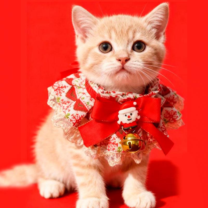 New Christmas Day Lace Pet Collar Princess Style Dog Saliva Scarf Cat Scarf Bib